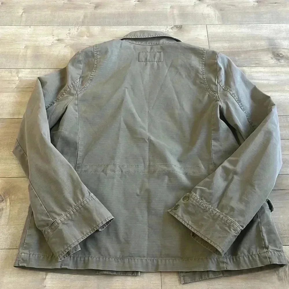 J.Crew Classic Twill Chino Full Zip Military Utility Cinch Jacket Brown Sz XS